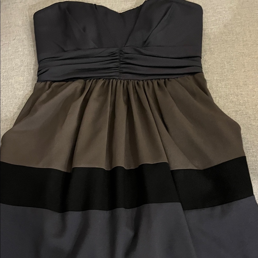 Elegant Black, Purple and Brown Strapless Dress
